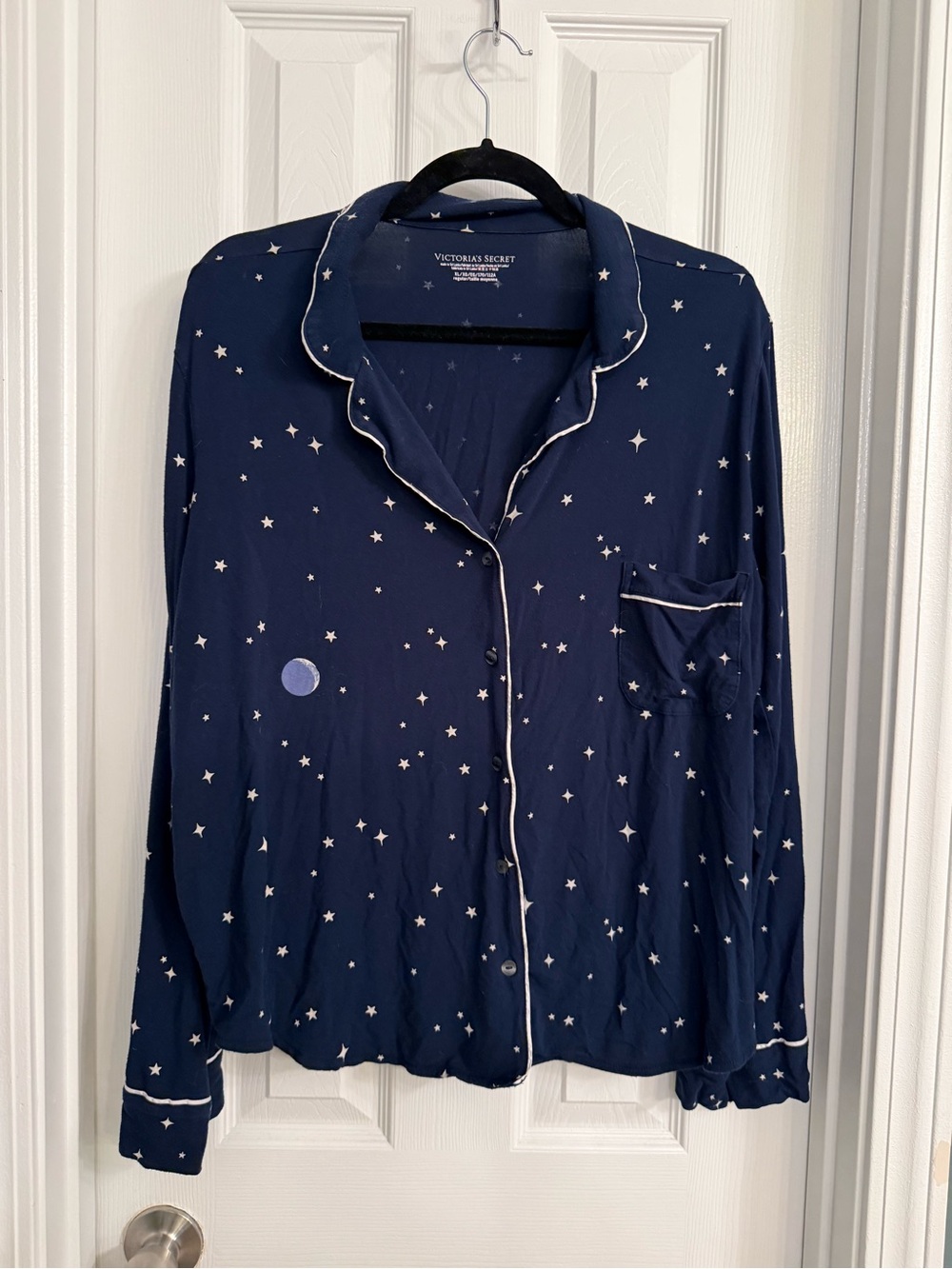 Victoria's Secret Navy Star-Print Long-Sleeve Pajama Top